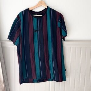 Various Artists “Legendary” Striped Men's Tee Burgundy Teal Large Shirt